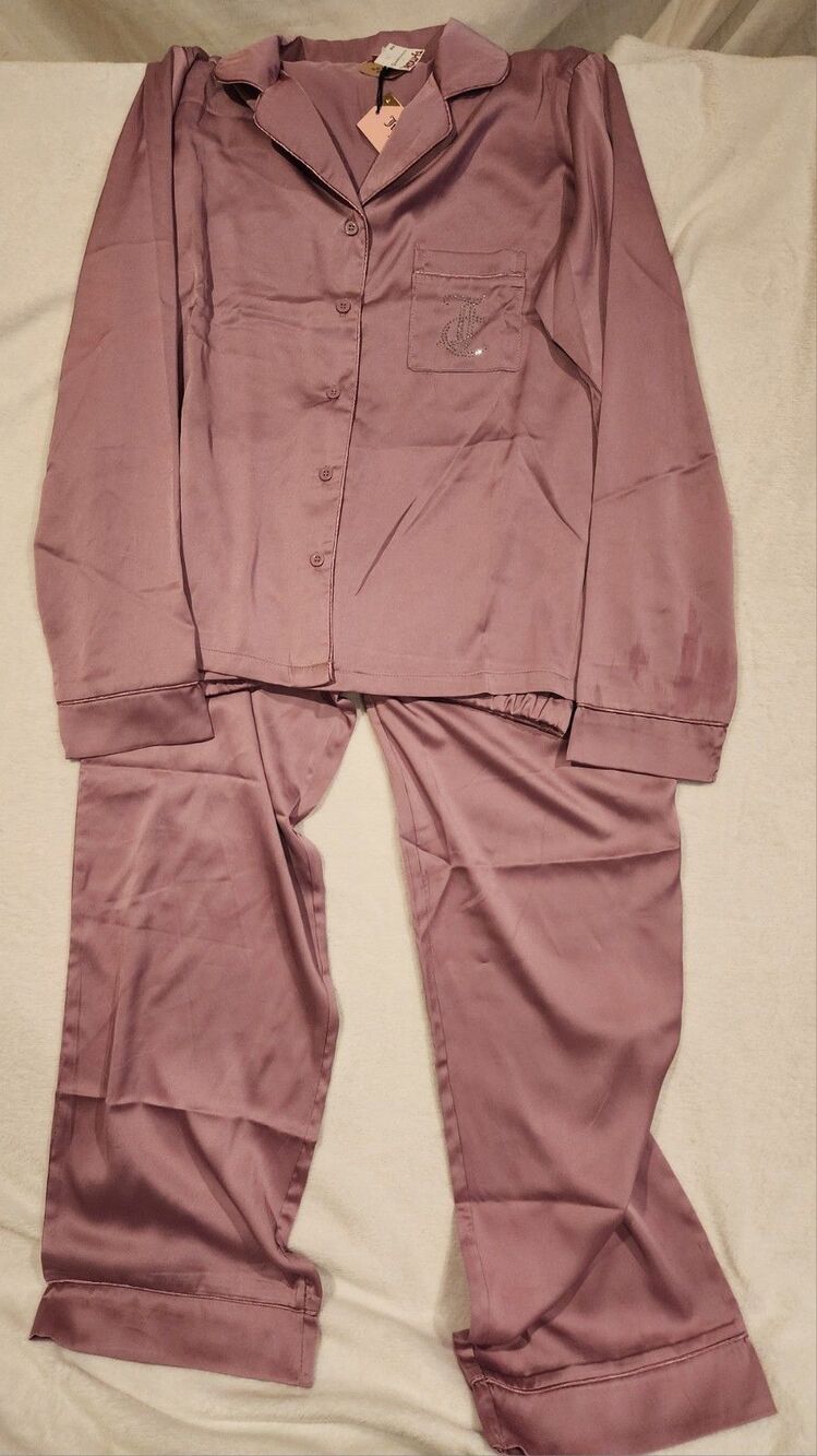 Juicy Couture Women's Pajama Set Purple Embellished Logo Rhinestone medium